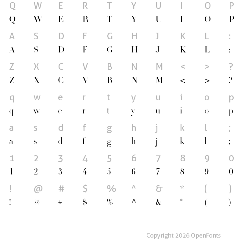 Character Map of Didot Title Regular