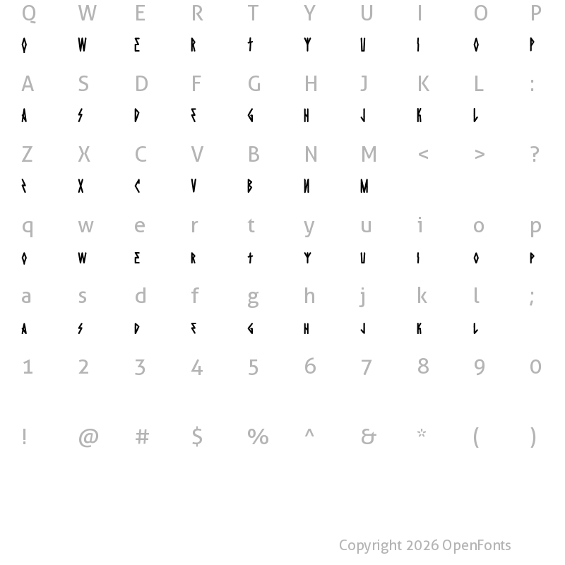Character Map of Die Hard Regular