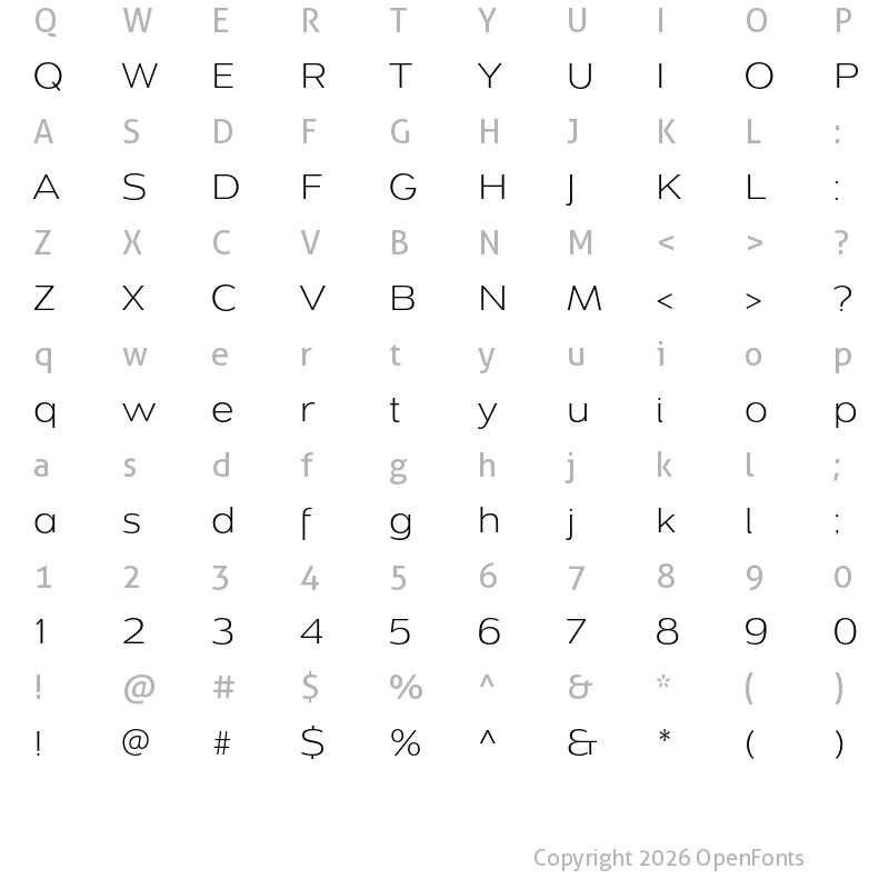 Character Map of Dienstag Light