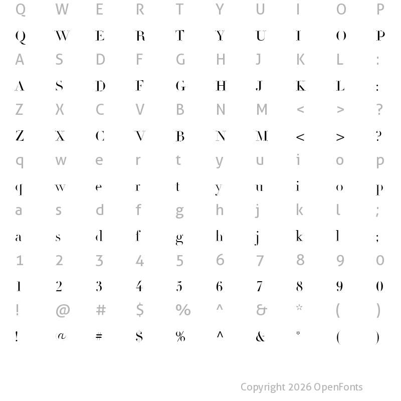 Character Map of DietDidotTitleW03-Regular Regular