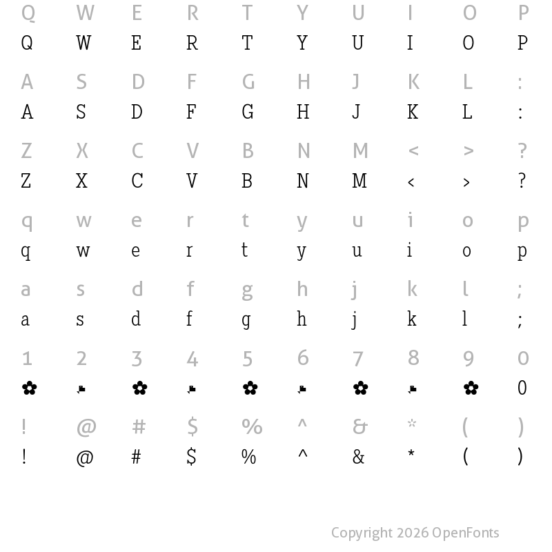 Character Map of Diezma Rd Light