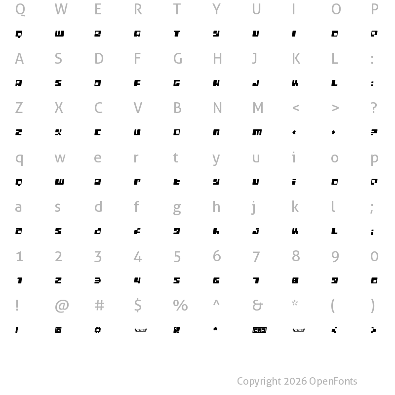 Character Map of Digit LoFi Shift