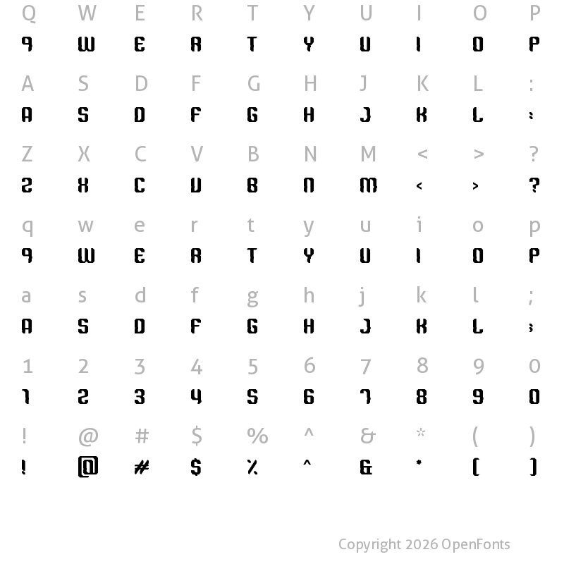 Character Map of DIGITAL CALIPER Regular