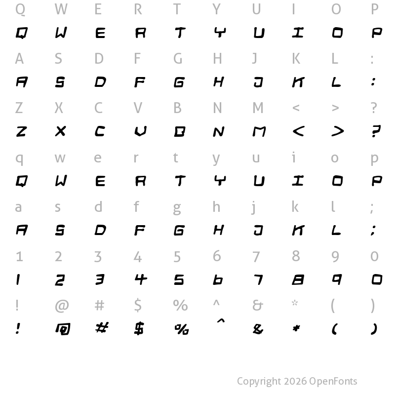 Character Map of Digital Squiggle Italic