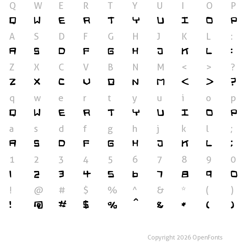 Character Map of Digital Squiggle Regular