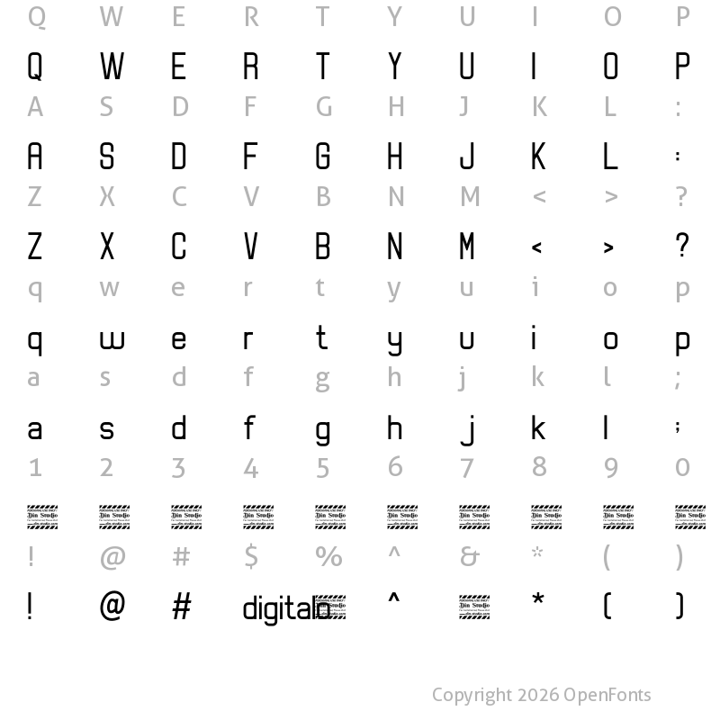 Character Map of Digitalo Personal Use Regular