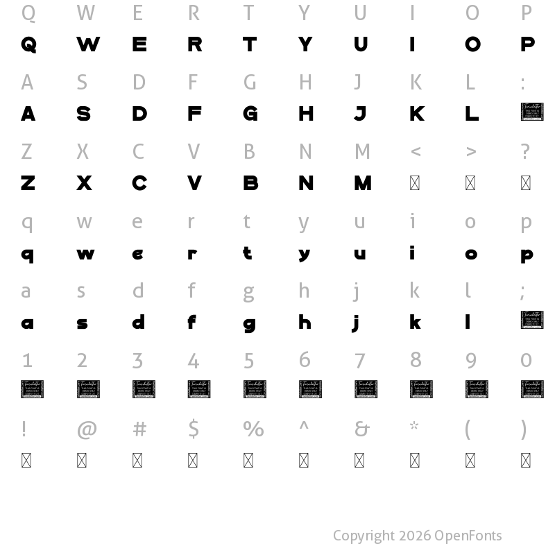 Character Map of Digofa Bold Personal
