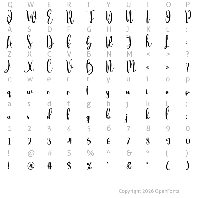 Character Map of Diligence Regular