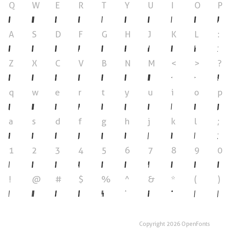 Character Map of Dimensions 300I