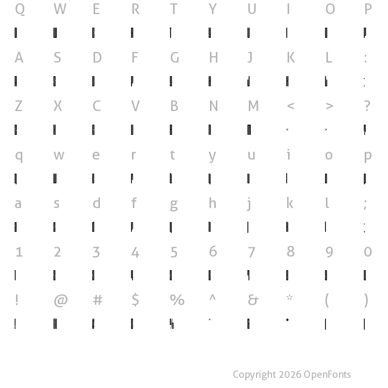 Character Map of Dimensions 300R