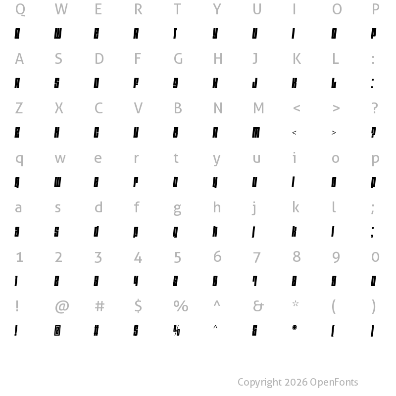 Character Map of Dimensions 600I