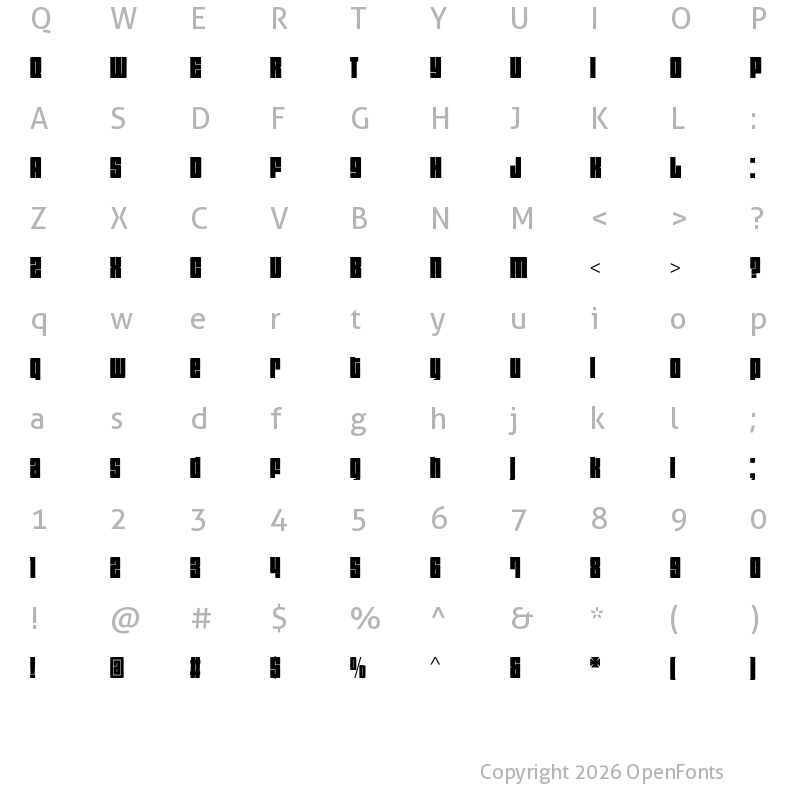 Character Map of Dimensions 700R