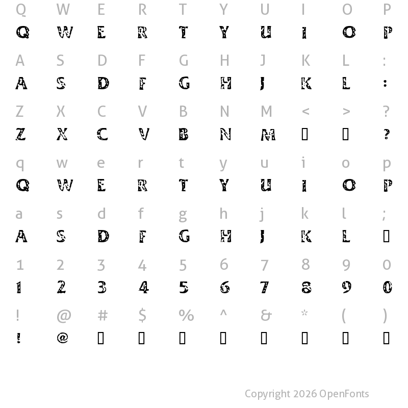 Character Map of Dimestore Hooker Regular