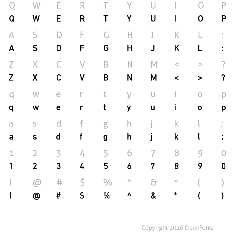 Character Map of DIN Next LT Pro Medium