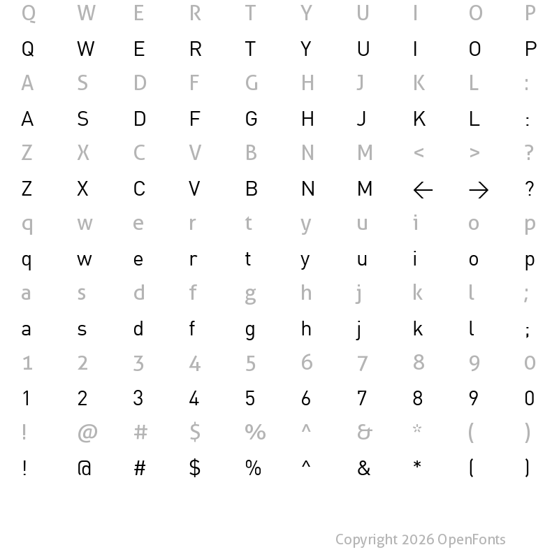 Character Map of DIN Regular