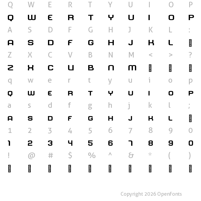 Character Map of Dinamika Extrabold