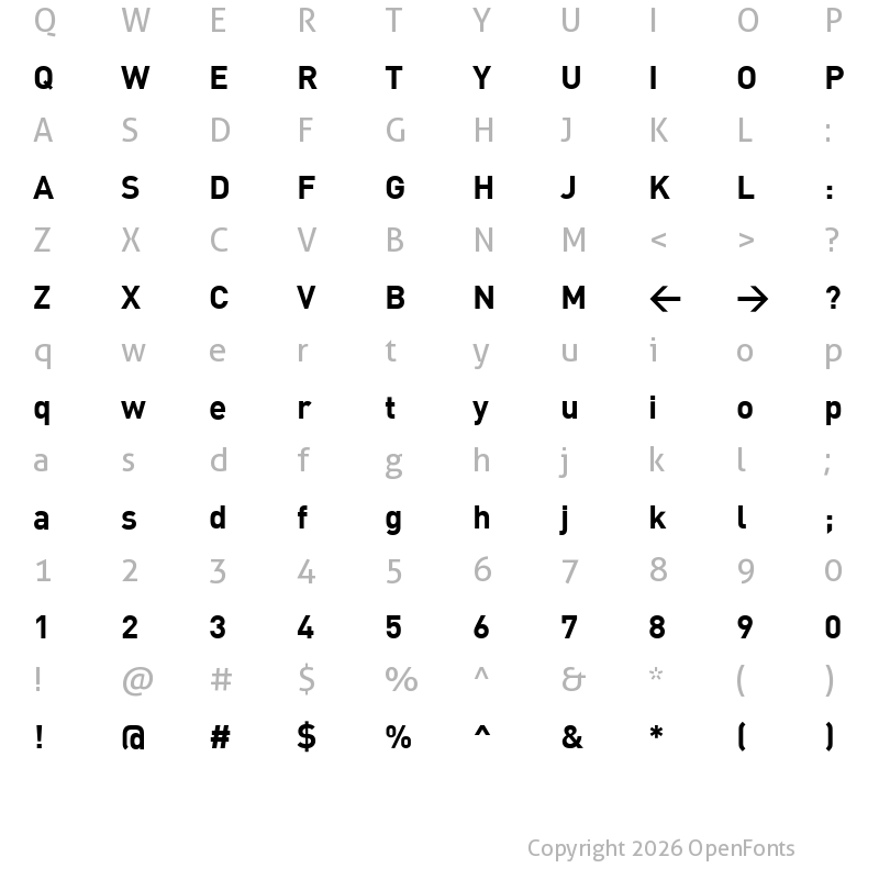 Character Map of DINBEK Regular
