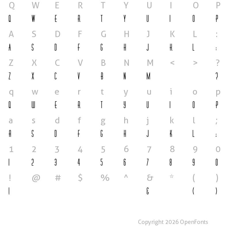 Character Map of Diner-Fatt Regular