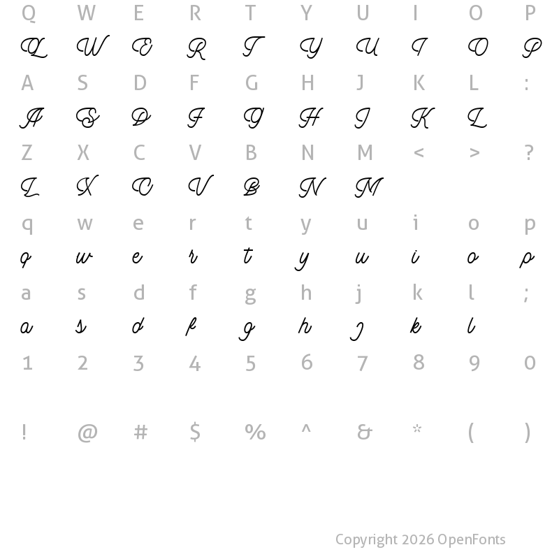 Character Map of Dingbod Script FREE Regular