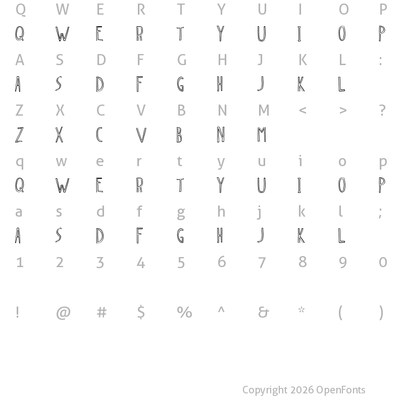 Character Map of dingleberry Regular