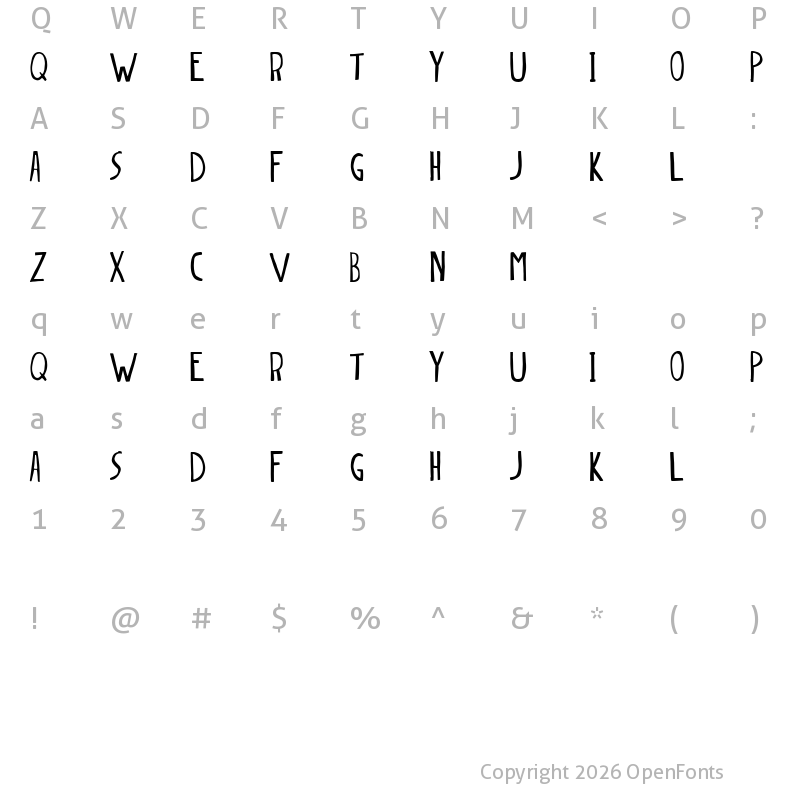 Character Map of dingleberry solid Regular