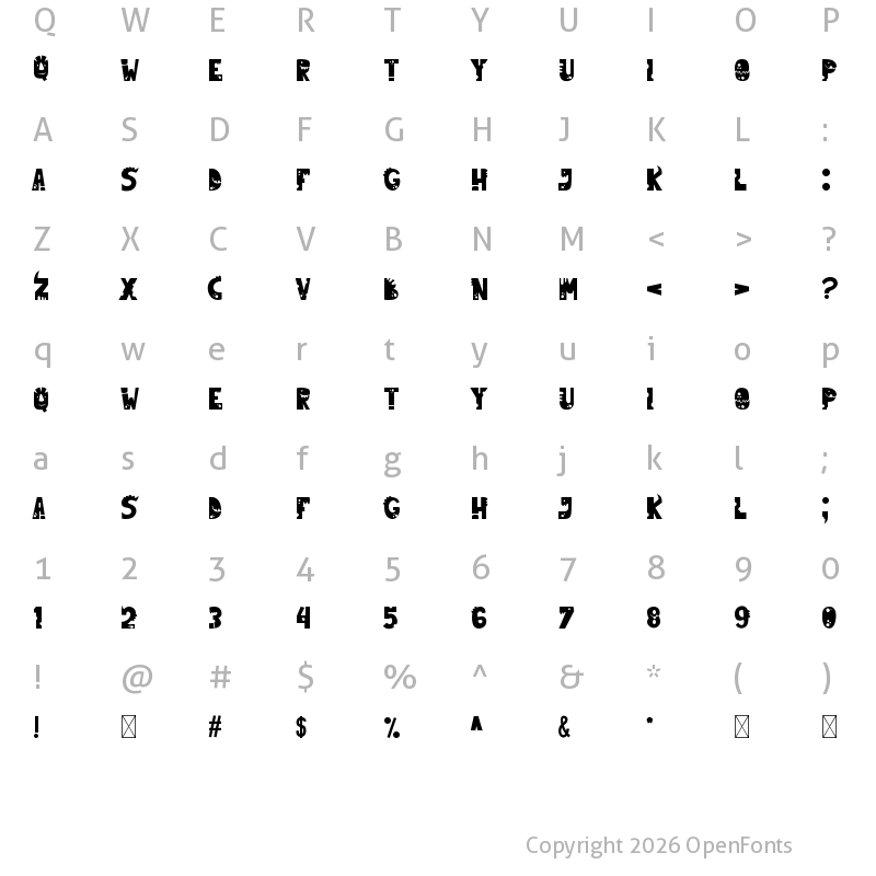 Character Map of Dinkebilo Dino-Regular