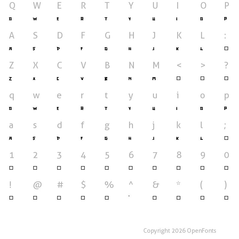 Character Map of DINOCRAFT Regular