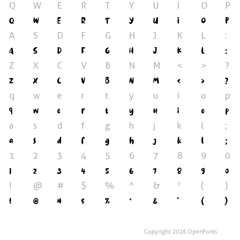 Character Map of Dinomiko Regular