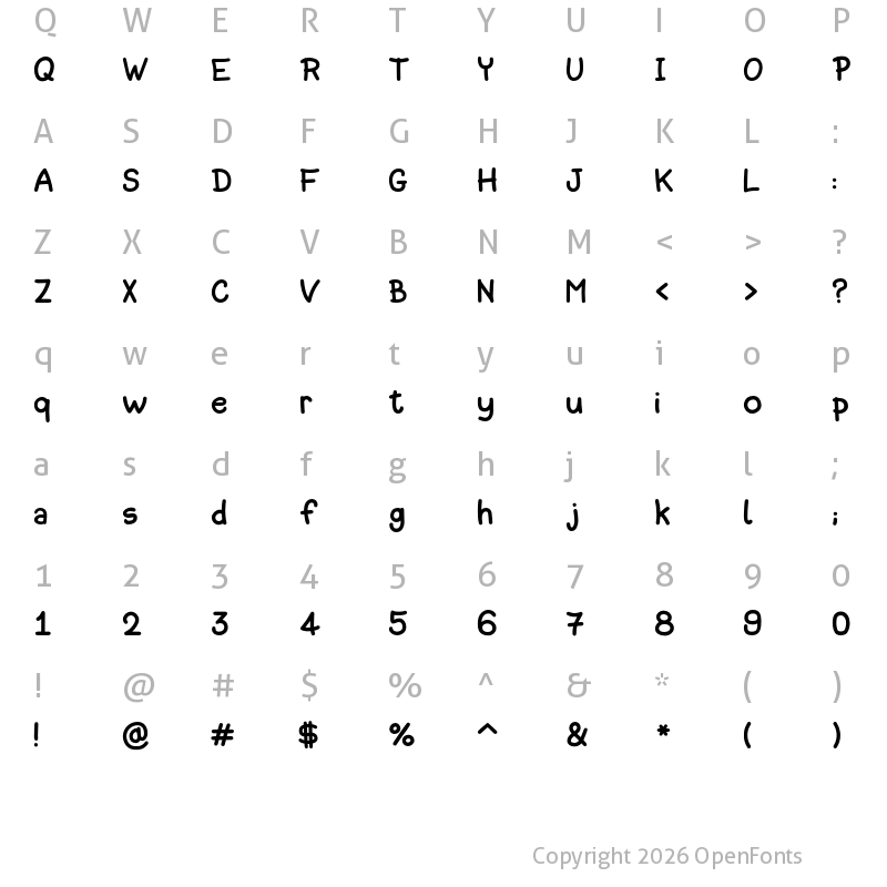 Character Map of Dinomouse Regular
