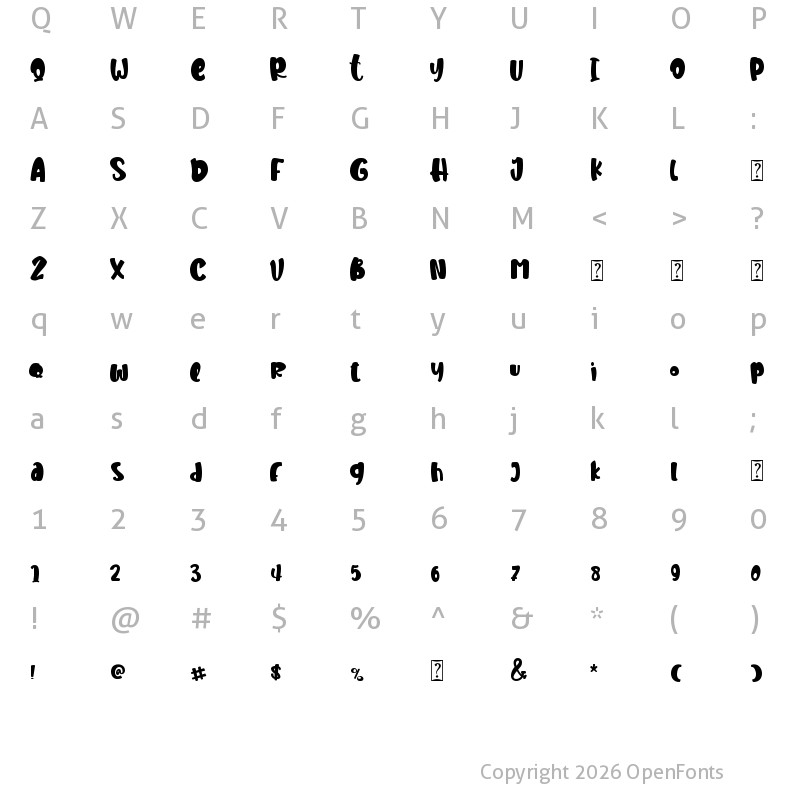 Character Map of DinoPlay - personal use Regular