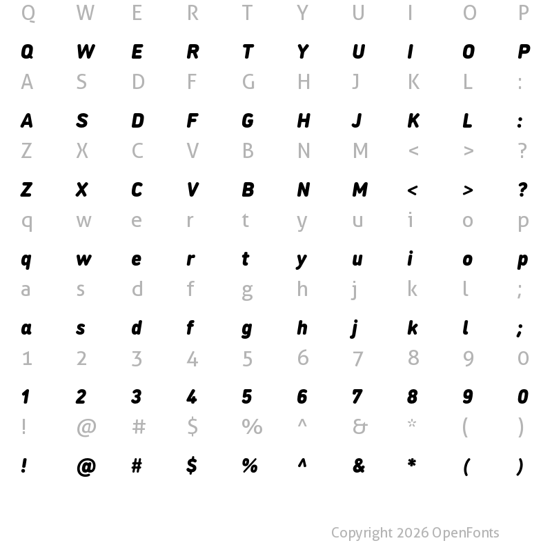 Character Map of DINosaur Black Italic