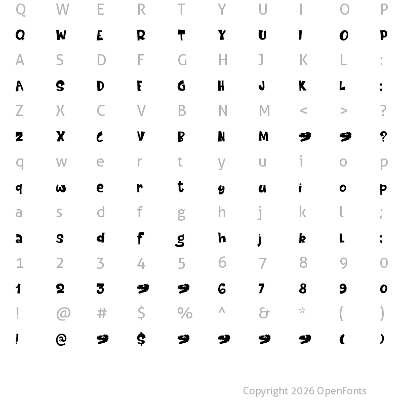 Character Map of Dinosaur Cake DEMO Regular