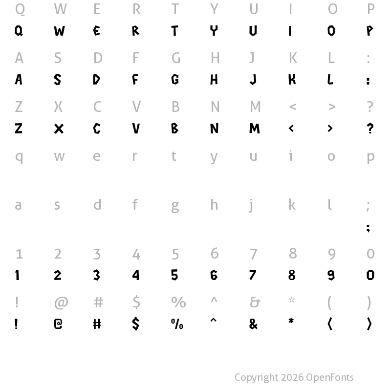 Character Map of Dinotype Regular