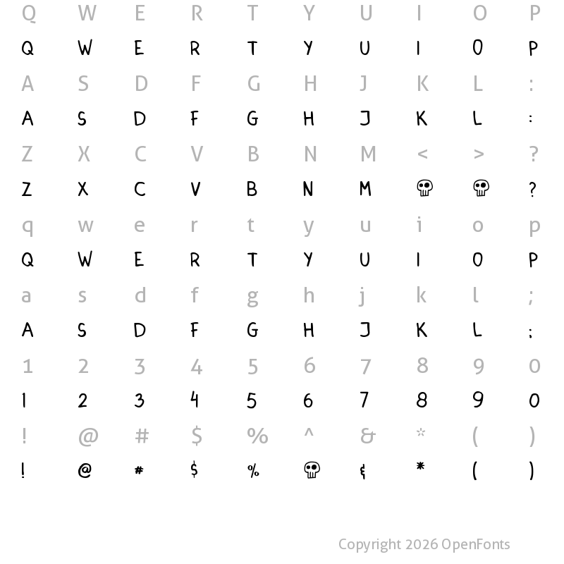 Character Map of DINSKI CASUAL HANDWRITING Regular