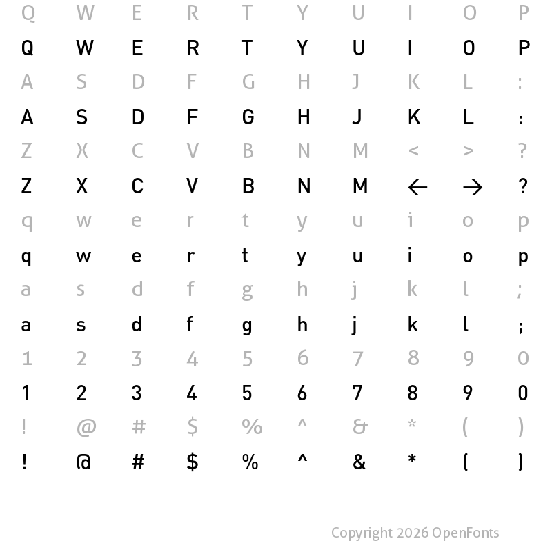 Character Map of DIN[T] Medium