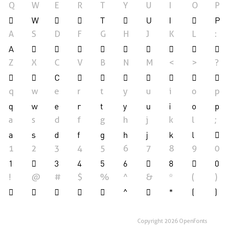 Character Map of DINWXX-Regular ?