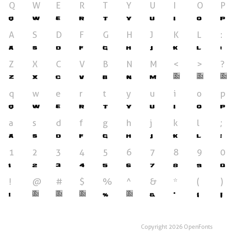 Character Map of Dirtee Box Regular