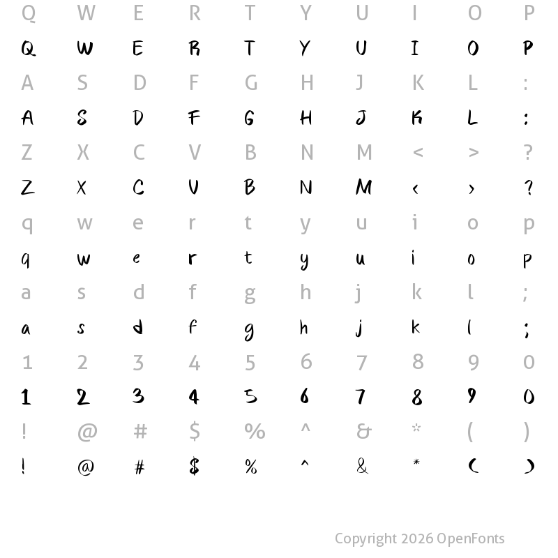 Character Map of Dirty Bunny Regular