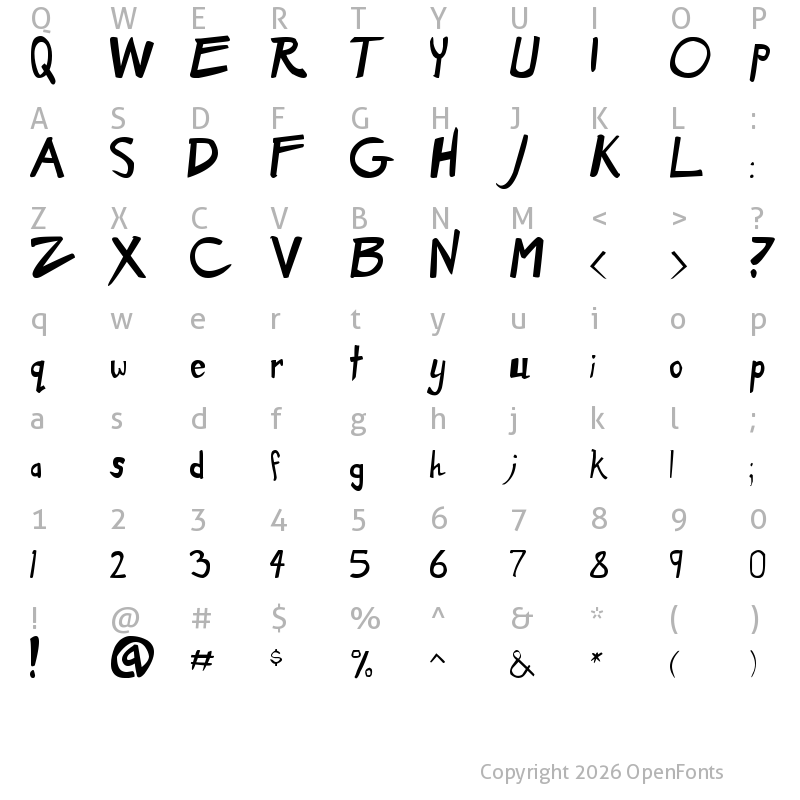 Character Map of Dirty Duo Bold