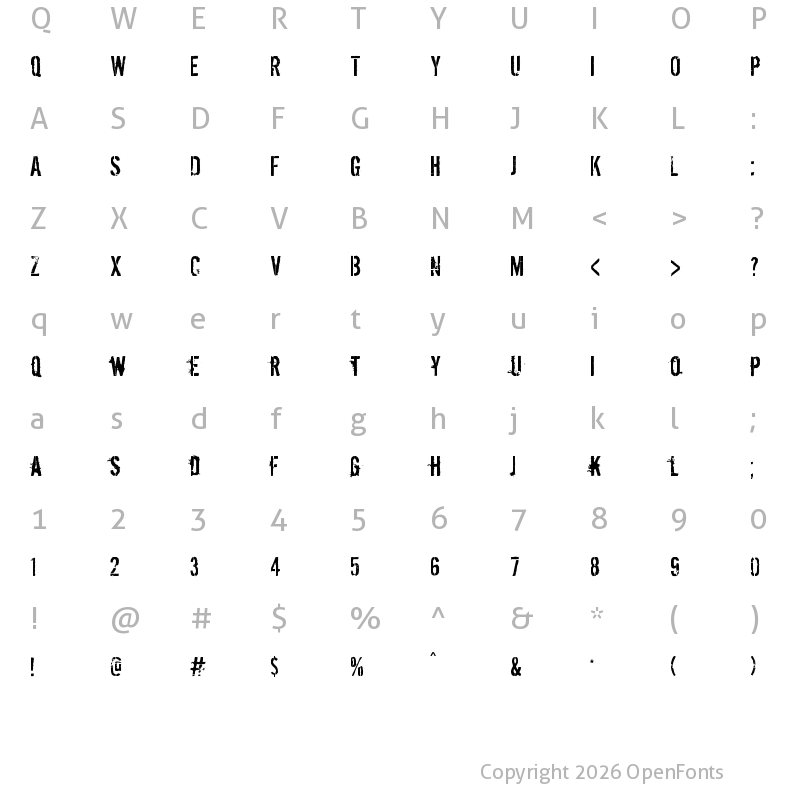 Character Map of Dirty Ego Regular