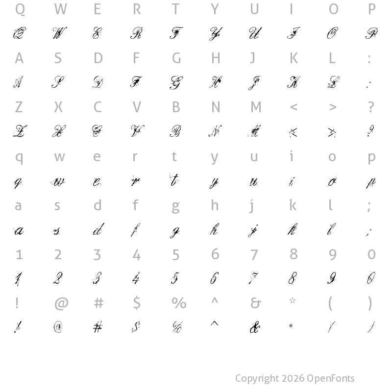Character Map of Dirty English Regular