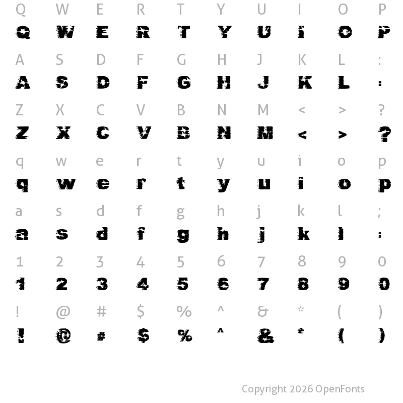Character Map of Dirty Harry Regular