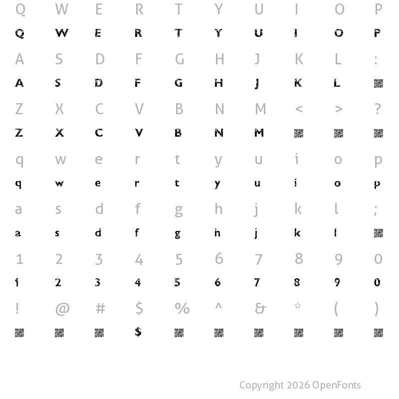 Character Map of DirtyBandit Regular