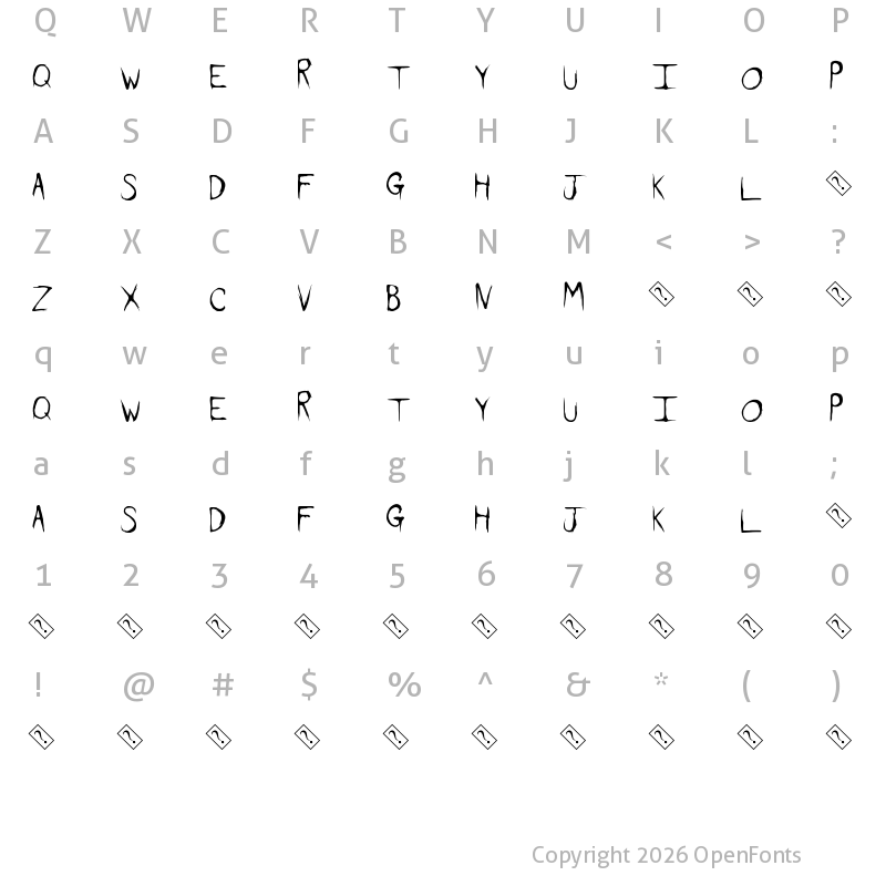 Character Map of DirtyFeature Regular