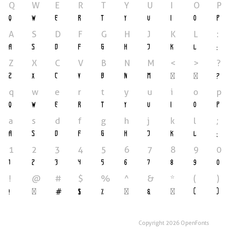 Character Map of Disamber Regular