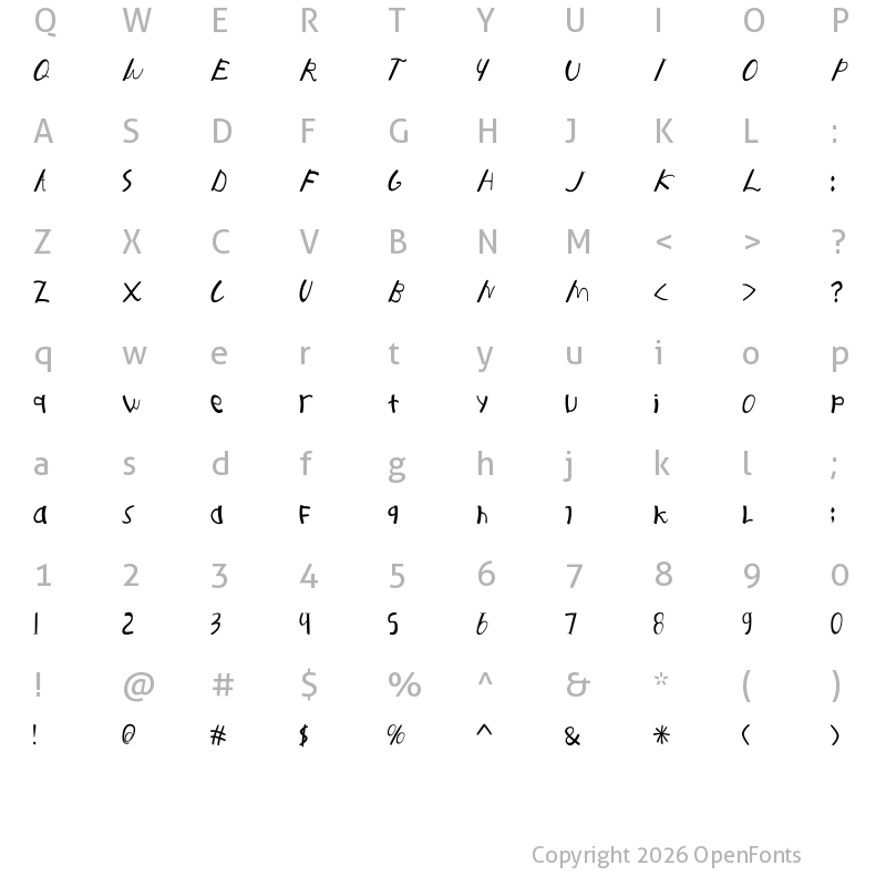 Character Map of Disney Regular