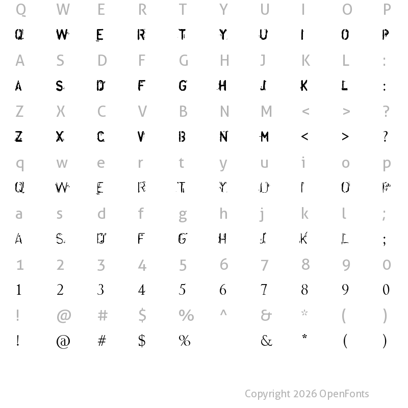 Character Map of DisorderedBold Regular