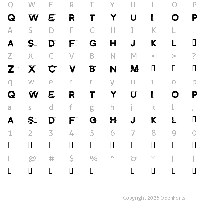 Character Map of Distort Me Regular