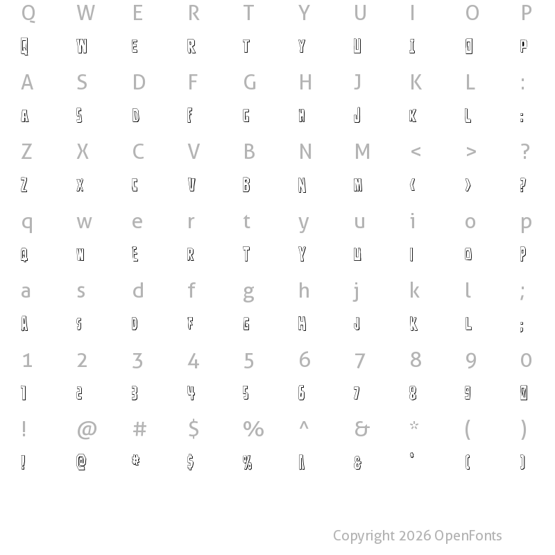 Character Map of Disturbia 3D Regular