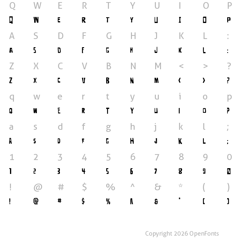 Character Map of Disturbia Expanded Regular